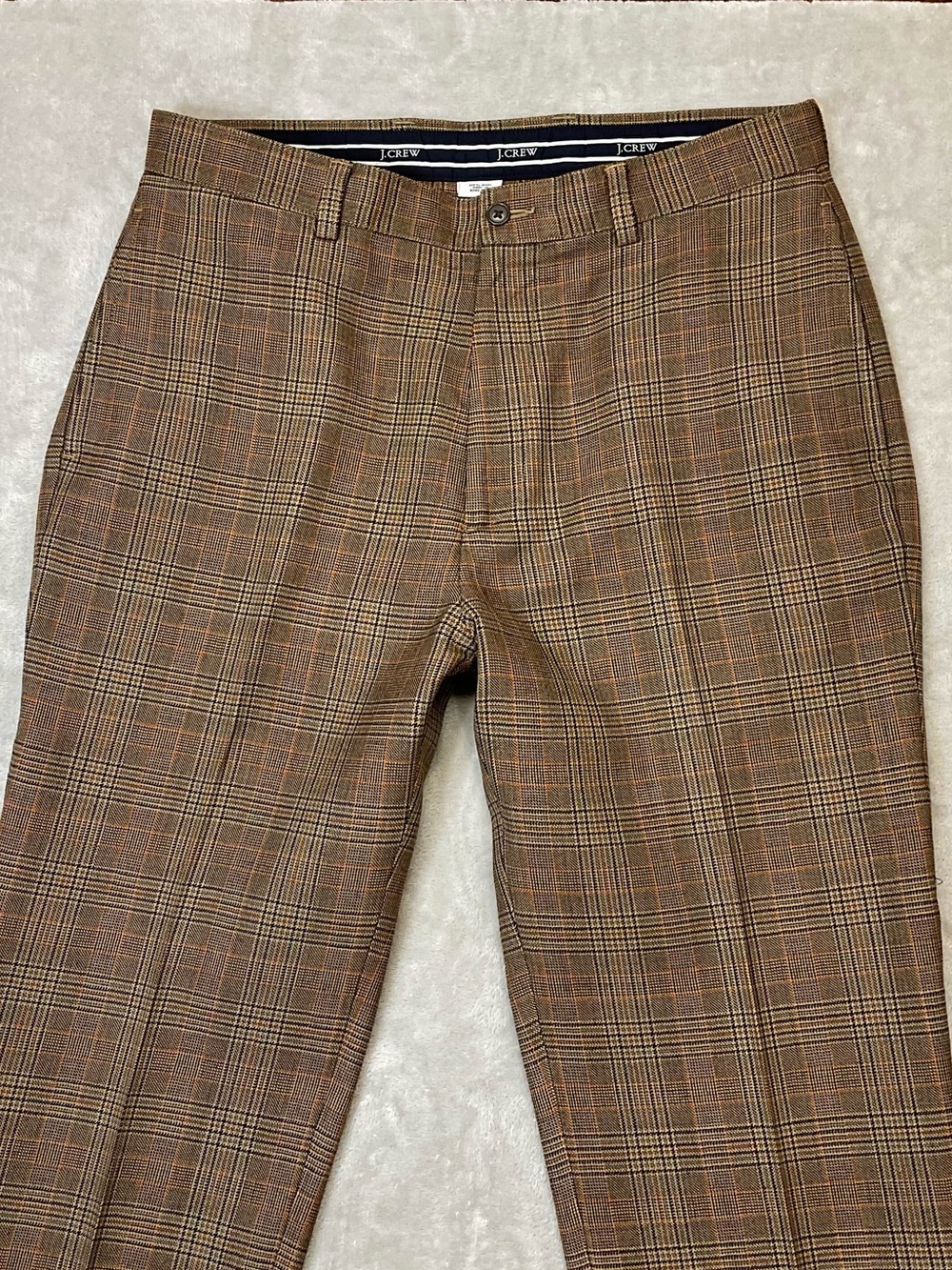 Vtg J. Crew Men’s 34 Brown Glen Plaid Wool Trouser Pants - Picture 2 of 7